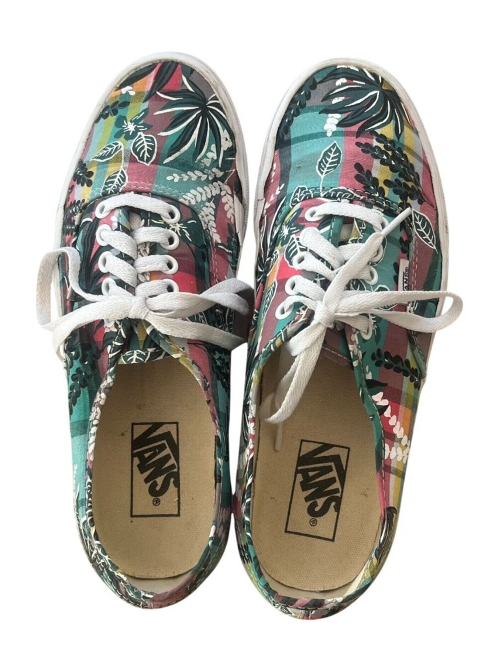 Vans Womens Tropical Print Lace-Up Sneakers Size 8.5 Canvas Multicolor Pre-owned